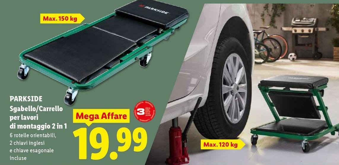 Parkside - Sgabello/Carrello Per Lavori Di Montaggio 2 In 1