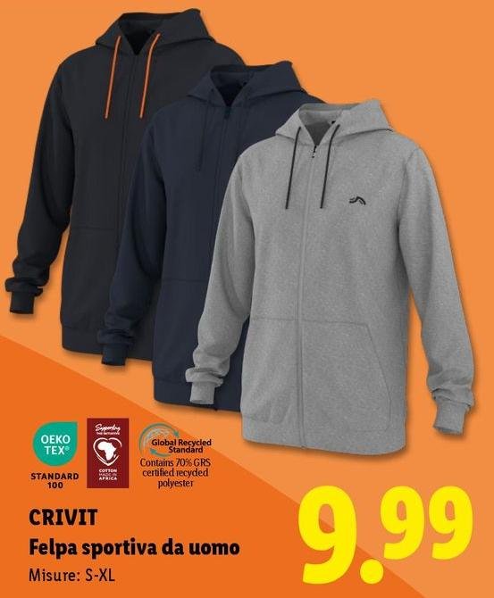 Crivit - Felpa Sportiva Da Uomo