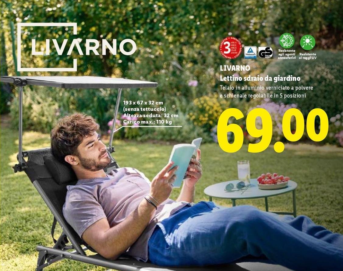 Livarno - Lettino Sdraio Da Giardino