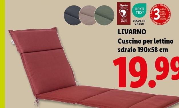 Livarno - Cuscino Per Lettino Sdraio 190*58 Cm