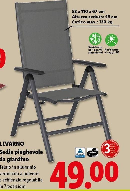 Livarno - Sedia Pieghevole A Giardino