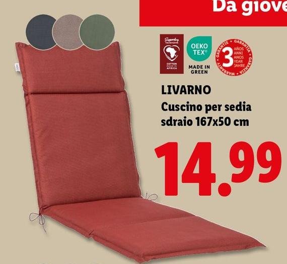 Livarno - Cuscino Per Sedia Sdraio 167x50 Cm