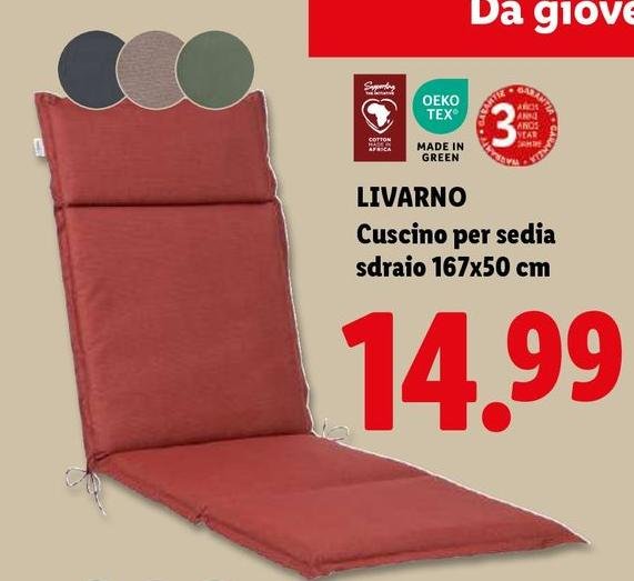 Livarno - Cuscino Per Sedia Sdraio 167x50 Cm
