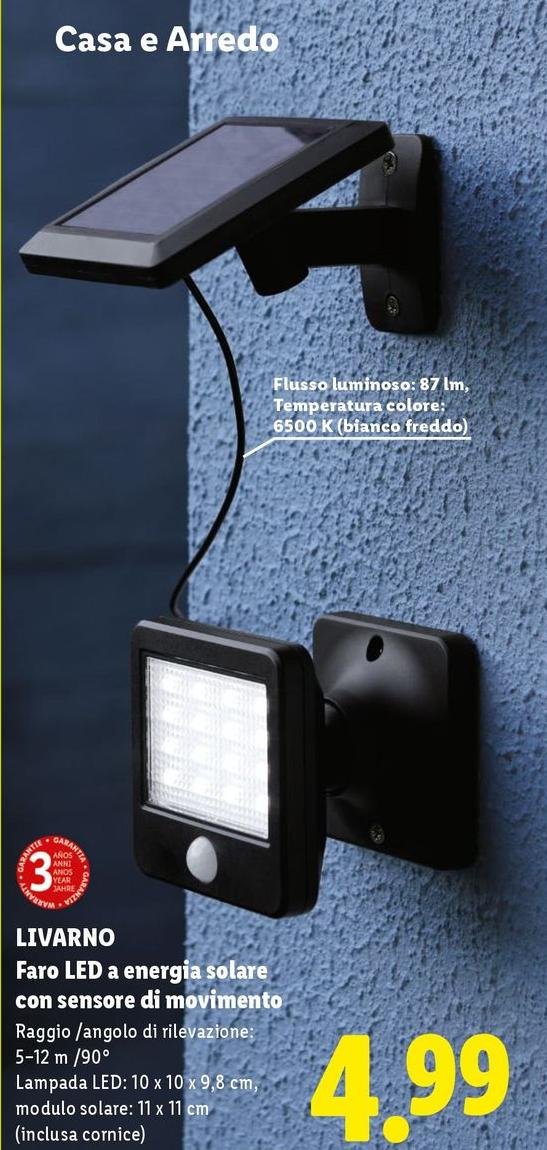 Livarno - Faro Led A Energia Solare Con Sensore Di Movimento