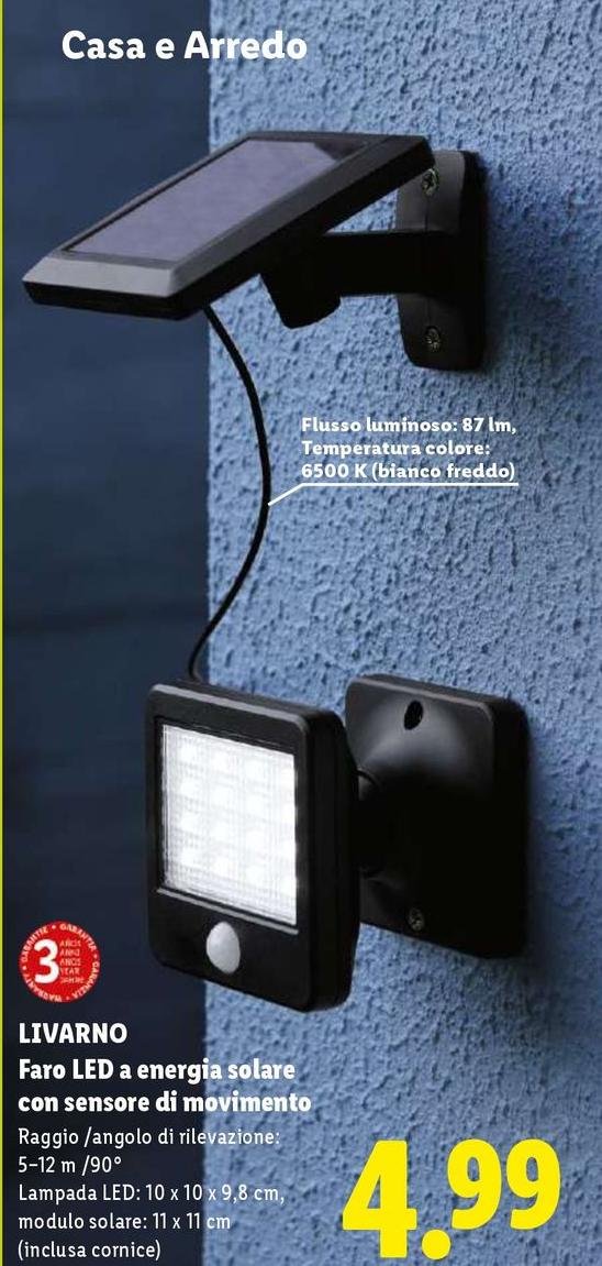 Livarno - Faro Led A Energia Solare Con Sensore Di Movimento