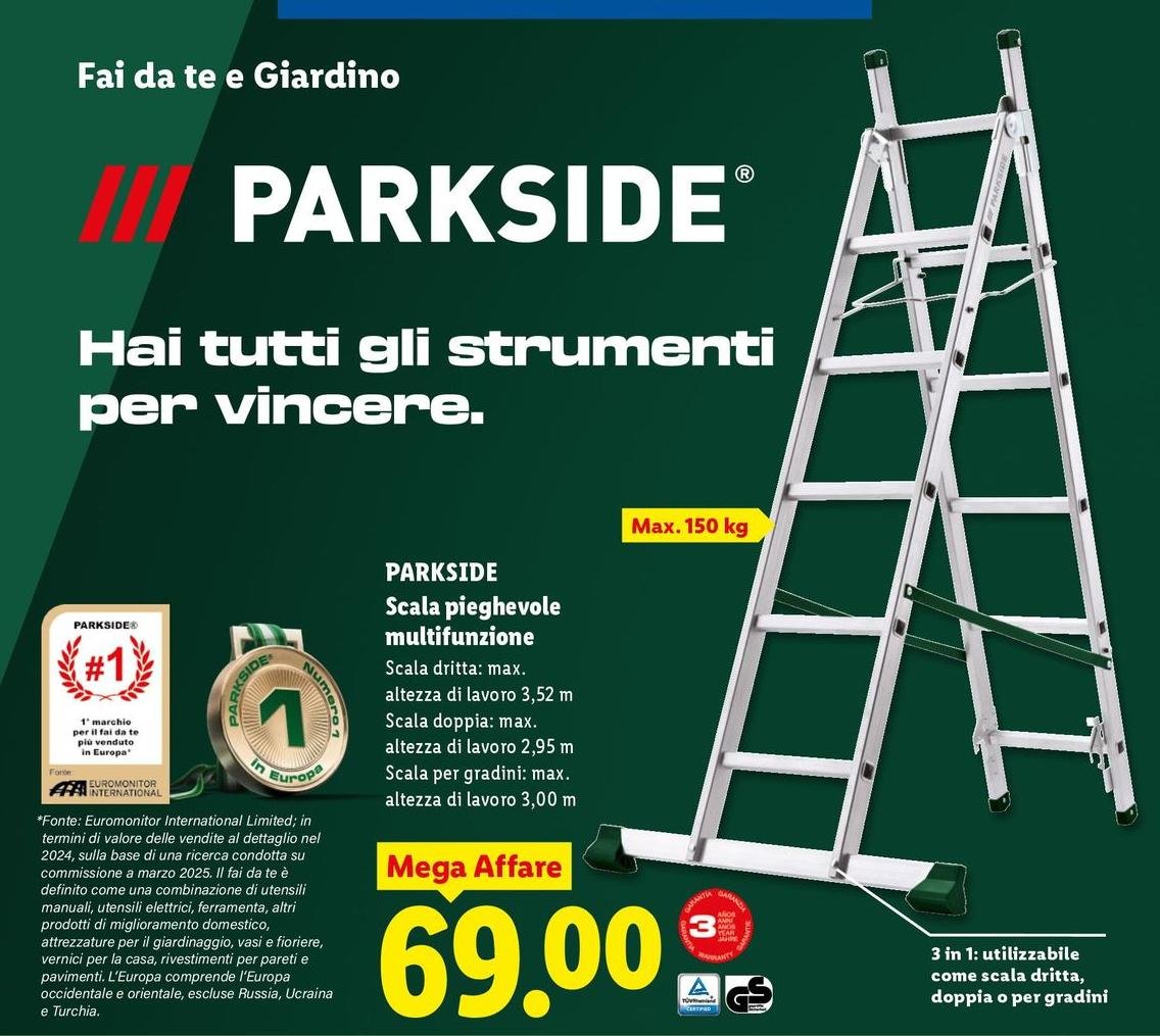 Parkside - Scala Pieghevole Multifunzione
