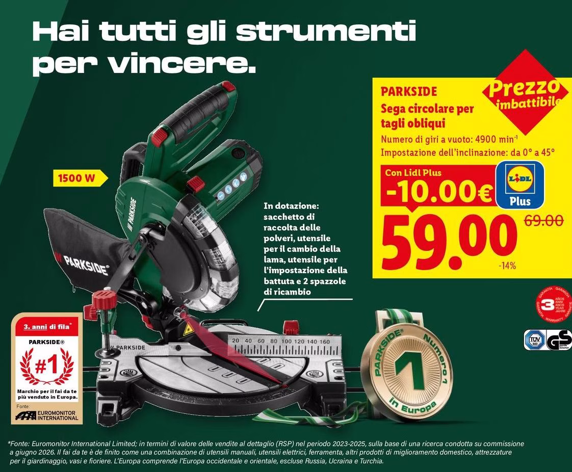Parkside - Sega Circolare Per Tagli Obliqui