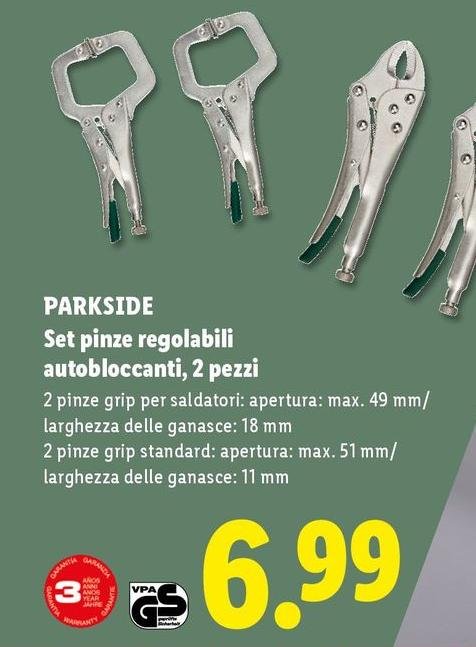 Parkside - Set Pinze Regolabili Autobloccanti/2 Pezzi