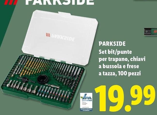 Parkside - Set Bit/Punte Per Trapano/Chiavi A Bussola E Frese A Tazza/100 Pezzi
