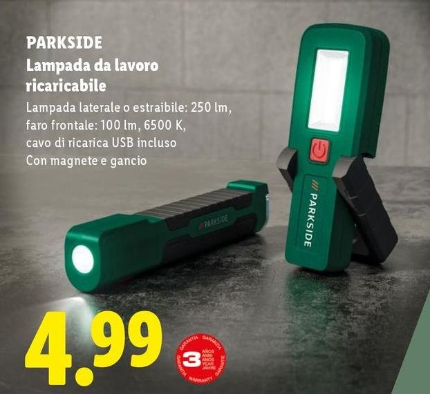 Parkside - Lampada Da Lavoro Ricaricabile