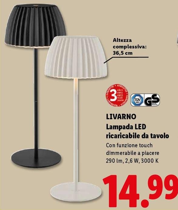 Livarno - Lampada Led Ricaricabile Da Tavolo