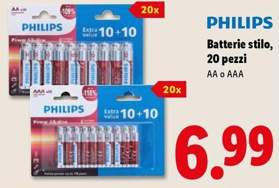 Philips - Batterie Stilo, 20 Pezzi