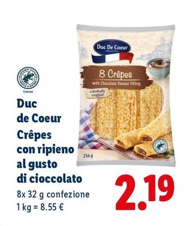 Duc De Coeur - Crêpes Con Ripieno Al Gusto Di Cioccolato