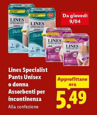 Lines - Specialist Pants Unisex O Donna Assorbenti Per Incontinenza