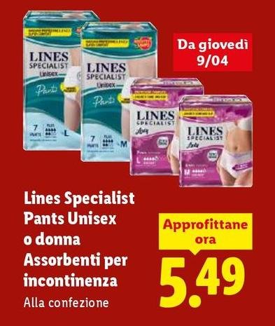 Lines Specialist - Pants Unisex O Donna Assorbenti Per Incontinenza