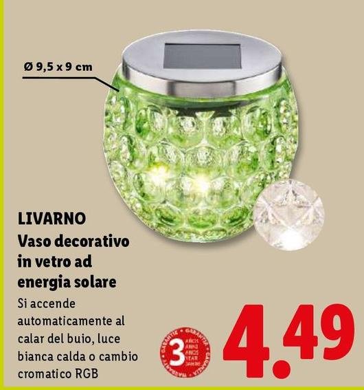 Energia - Vaso Decorativo In Vetro Ad Energía Solare