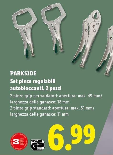 Parkside - Set Pinze Regolabili Autobloccanti, 2 Pezzi