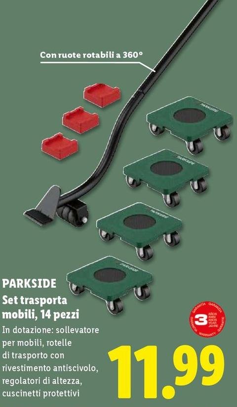 Parkside - Set Trasporta Mobili, 14 Pezzi