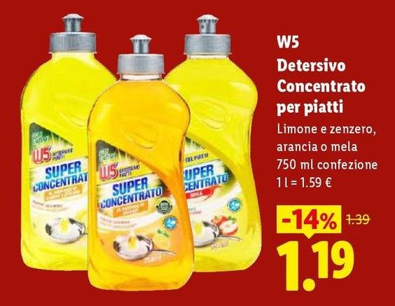 W5 - Detersivo Concentrato Per Piatti