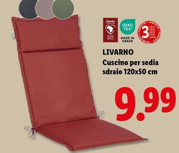 Livarno - Cuscino Per Sedia Sdraio 120x50 Cm
