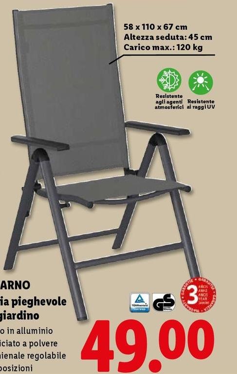 Livarno - Sedia Pieghevole Da Giardino