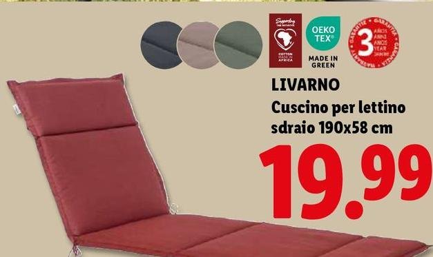 Livarno - Cuscino Per Lettino Sdraio 190x58 Cm