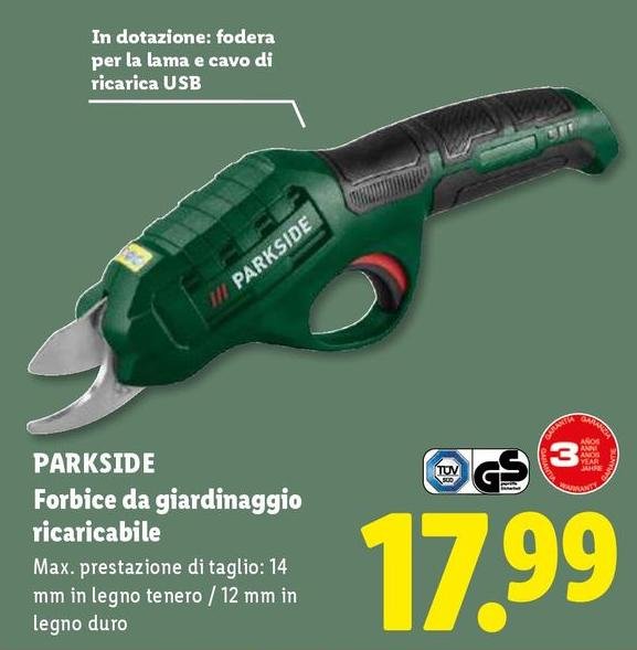 Parkside - Forbice Da Giardinaggio Ricaricabile