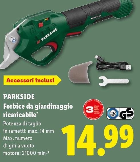 Parkside - Forbice Da Giardinaggio Ricaricabile