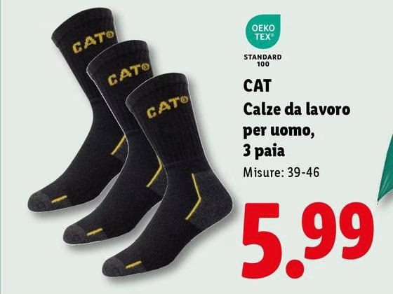 Cat - Calze Da Lavoro Per Uomo, 3 Paia