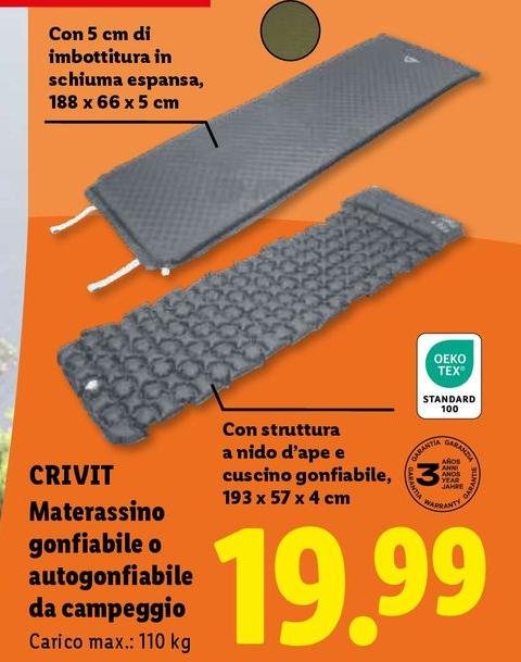 Crivit - Materassino Gonfiabile O Autogonfiabile Da Campeggio