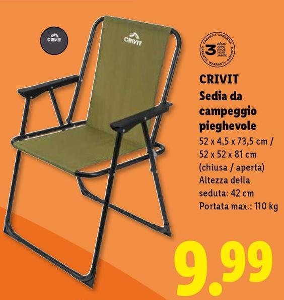 Crivit - Sedia Da Campeggio Pieghevole