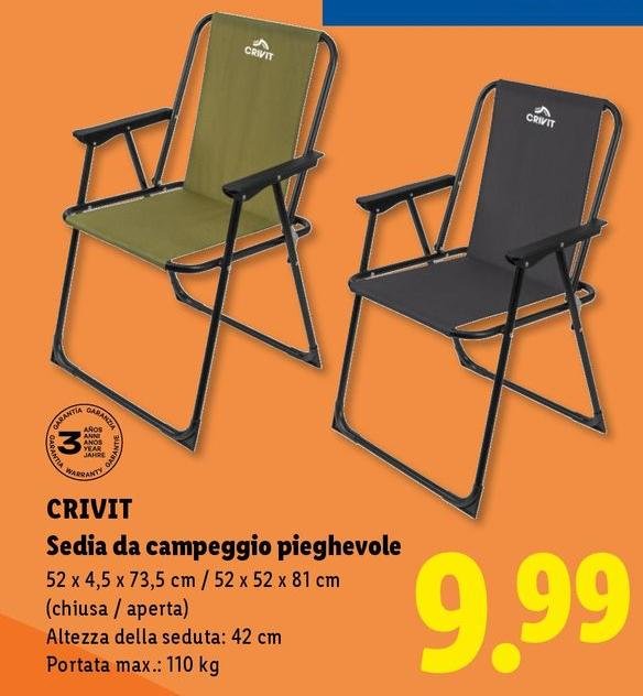 Crivit - Sedia Da Campeggio Pieghevole