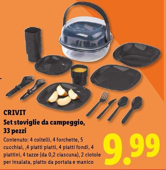 Crivit - Set Stoviglie Da Campeggio, 33 Pezzi