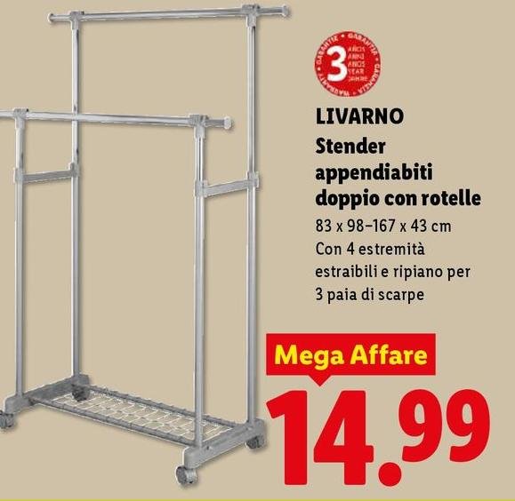 Livarno - Stender Appendiabiti Doppio Con Rotelle