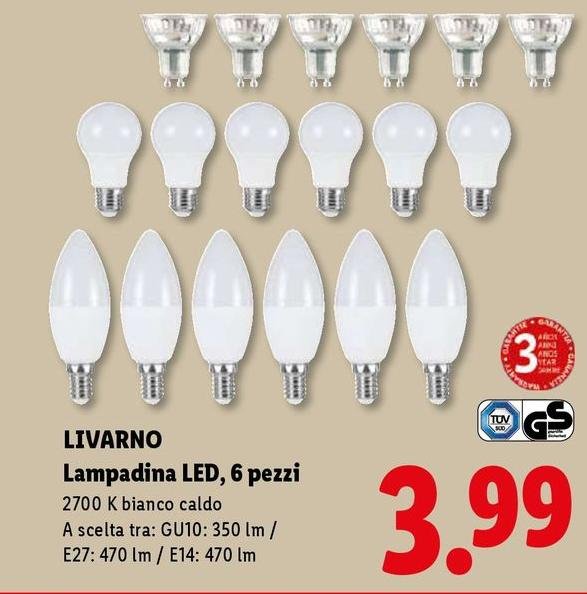 Livarno - Lampadina LED, 6 Pezzi