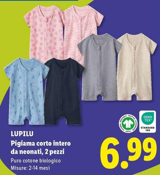 Lupilu - Pigiama Corto Intero Da Neonati, 2 Pezzi