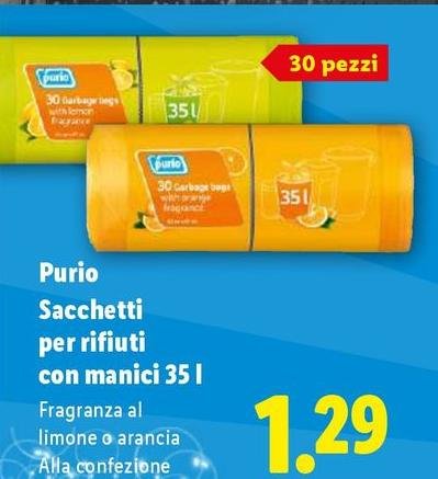 Purio - Sacchetti Per Rifiuti Con Manici 35 L