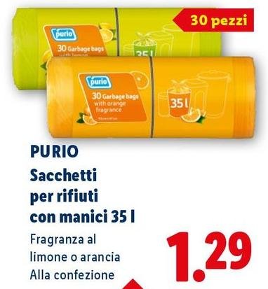 Purio - Sacchetti Per Rifiuti Con Manici 35 L