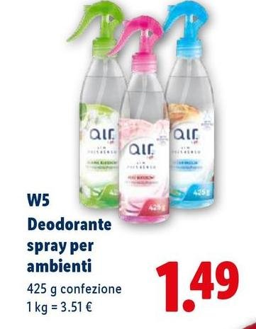 W5 - Deodorante Spray Per Ambienti