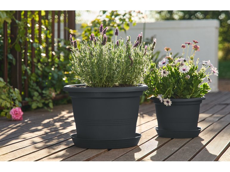 Vaso per piante con sottovaso, 28 cm