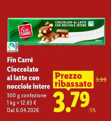 Fin Carrè - Cioccolato Al Latte Con Nocciole Intere