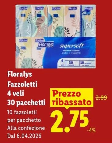 Floralys - Fazzoletti 4 Veli 30 Pacchetti