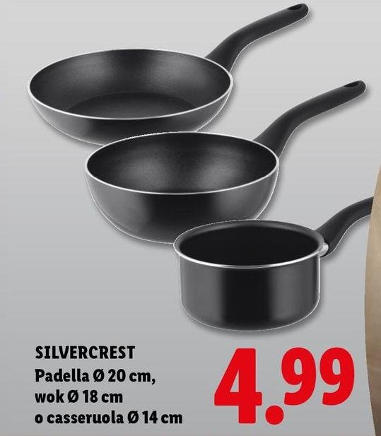 Silvercrest - Padella 20 Cm, Wok Ø 18 Cm O Casseruola Ø 14 Cm
