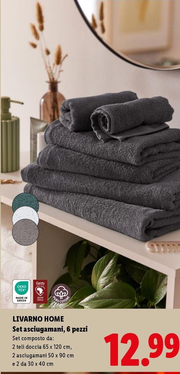 Livarno Home - Set Asciugamani, 6 Pezzi