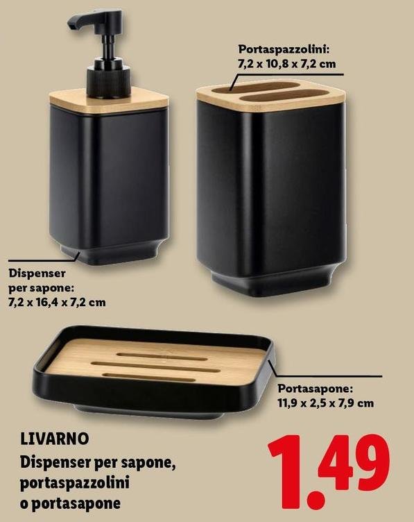 Livarno - Dispenser Per Sapone, Portaspazzolini O Portasapone