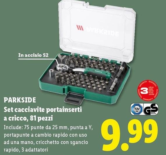 Parkside - Set Cacciavite Portainserti A Cricco, 81 Pezzi