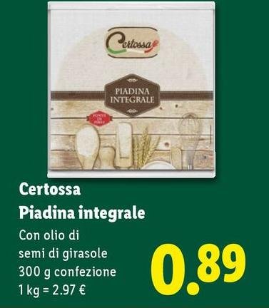 Certossa - Piadina Integrale