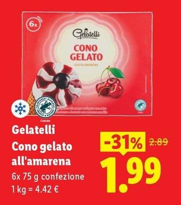 Gelatelli -  Cono Gelato All'Amarena