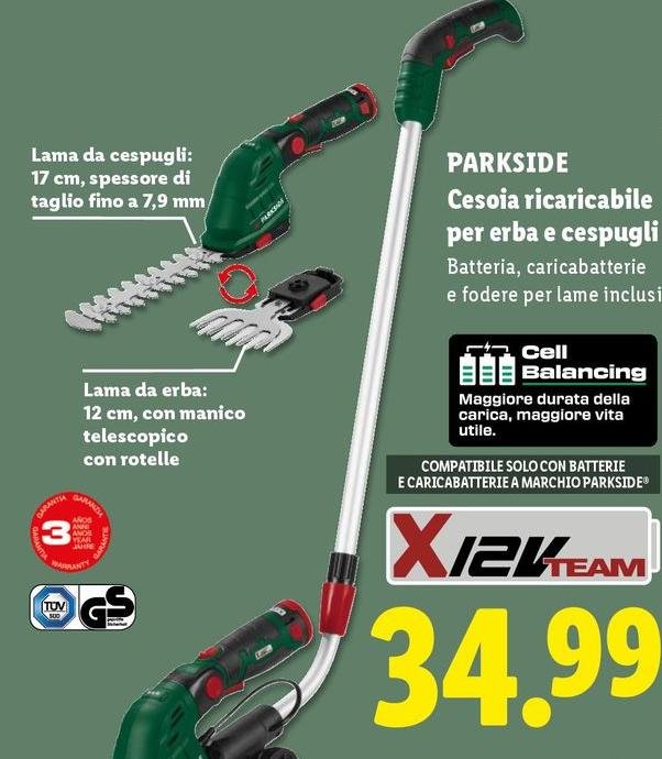 Parkside - Cesoia Ricaricabile Per Erba E Cepspugli