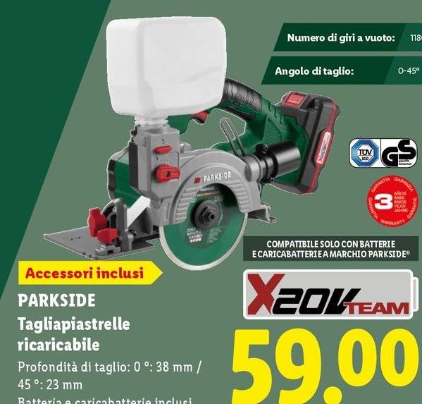 Parkside - Tagliapiastrelle Ricaricabile